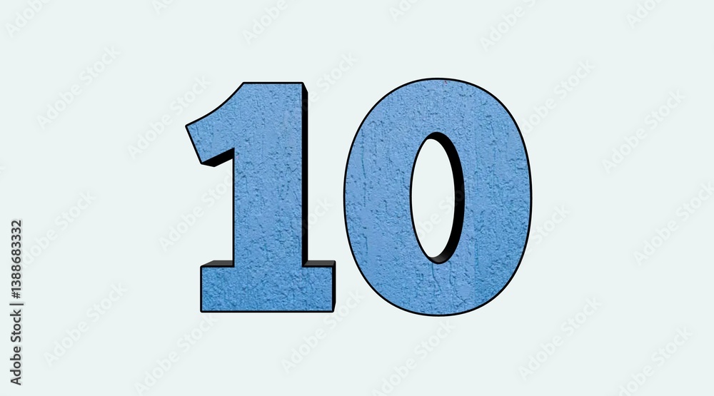 Blue Textured Number 10 Digit Image Blue Textured Number 10 Digit Image