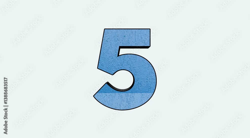Large Blue Number Five Graphic Design Digit Large Blue Number Five Graphic Design Digit