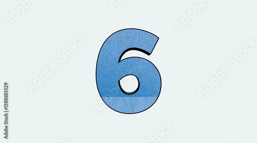 Large Blue Number Six Icon Vector Graphic Design