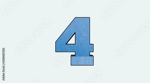 Blue Number Four Digit with Textured Background