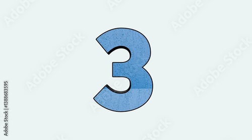 Large Blue Number Three Digit Image Design