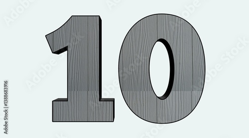 Gray Wood-Textured Numbers '10' Digital Graphic Design