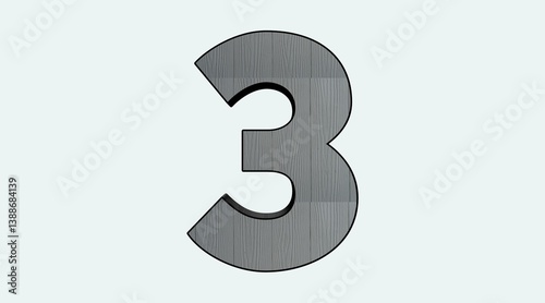 Gray Number Three Icon Textured Design
