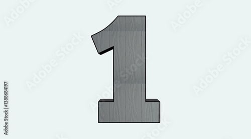 Large Wood Textured Number One Digit Icon