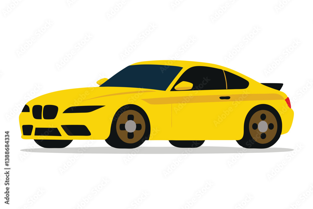 Yellow sports car and taxi isolated on white background Yellow sports car and taxi isolated on white background