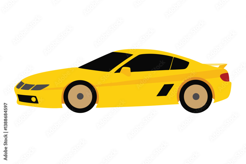 Yellow toy and sports car isolated on white background Yellow toy and sports car isolated on white background