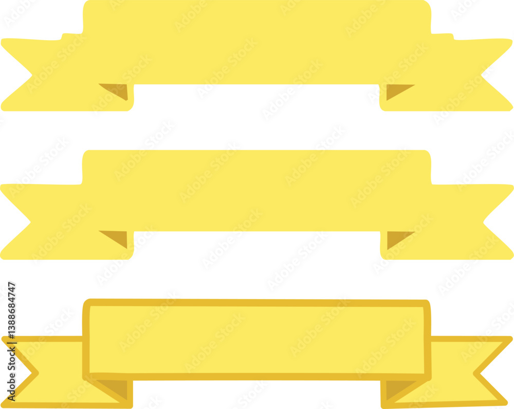 ellow ribbon banners set. Big ribbons set. Ribbons collection isolated on white background.