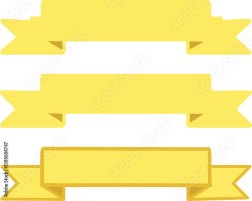 ellow ribbon banners set. Big ribbons set. Ribbons collection isolated on white background.