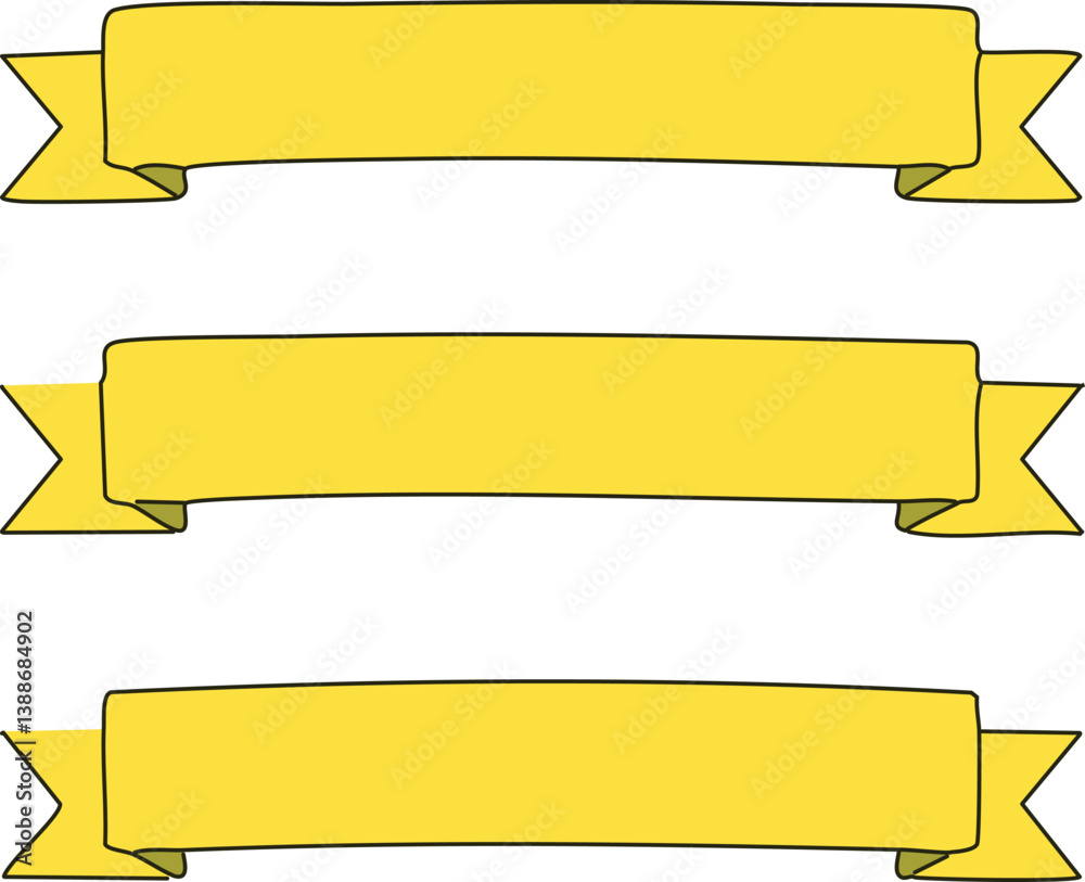 ellow ribbon banners set. Big ribbons set. Ribbons collection isolated on white background.