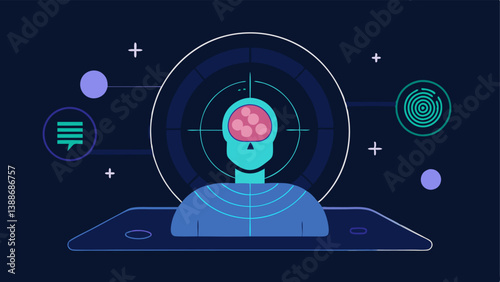 Predictive Analytics A futuristic holographic display showcasing predictive analytics results from a previous radiology scan with the AI highlighting risk factors for a patients