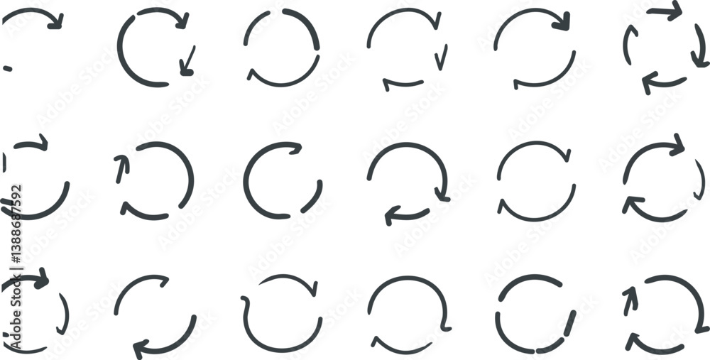 Hand drawn arrow vector icons set. Sketch arrow design for business