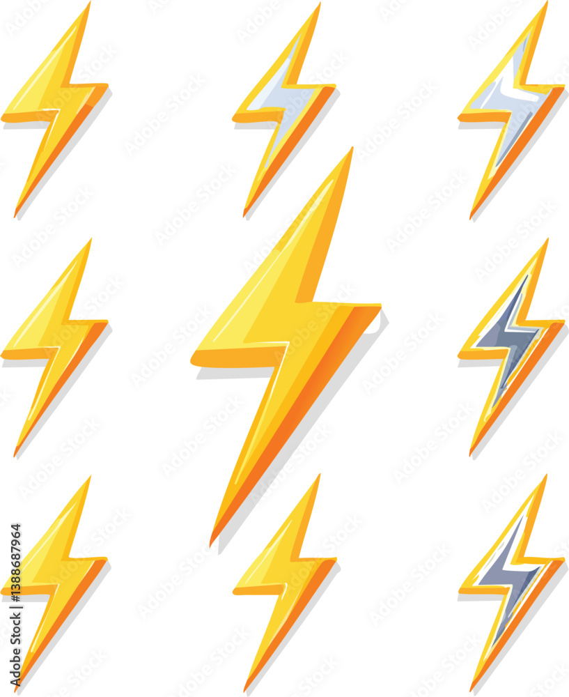 Lightning icon set. electric icon vector. power icon. energy sign