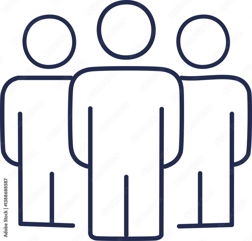 People, human, person thin line icon set. Containing participants, group, team, organization,