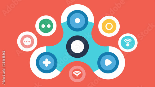 Fidget Spinner An of a fidget spinner made from various electronic devices and social media icons symbolizing the constant need for engagement and stimulation.