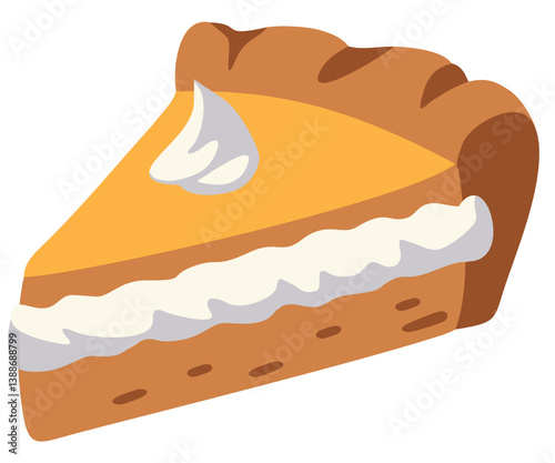 Pumpkin cream pie thanksgiving. Editable color vector