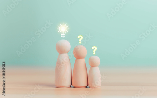 
Innovation and inspiration concept. Creative light bulb on wooden block with question mark icon. Modern business and inspiration. Innovation and inspiration concept. 