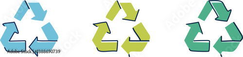 Obraz na płótnie Recycle symbols. Recycling arrow icons. Reusing symbols. Recycling label. w salonie
