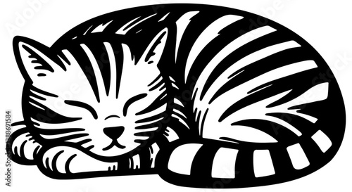 Cute Cat Sleeping Illustration.