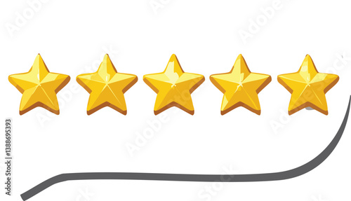 Obraz na płótnie Five star rating, positive feedback 3d style. Customer review with five metallic golden stars in speech w salonie