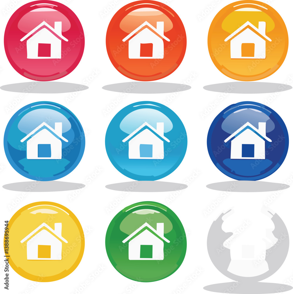 Home button icons set. Home page icon. Simple house symbols. Building icon. Vector