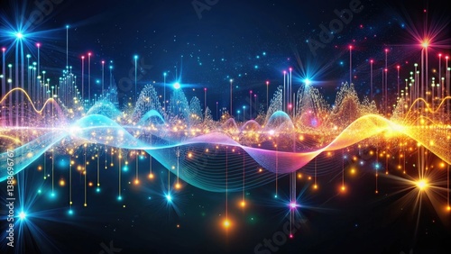 Glowing digital stars flare across an abstract light space