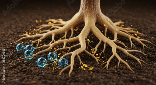 Intricate Tree Roots Absorbing Nutrients from the Soil: A Microscopic View of Nature's Processes