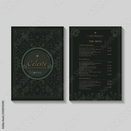 Vintage Floral Restaurant Menu Illustration