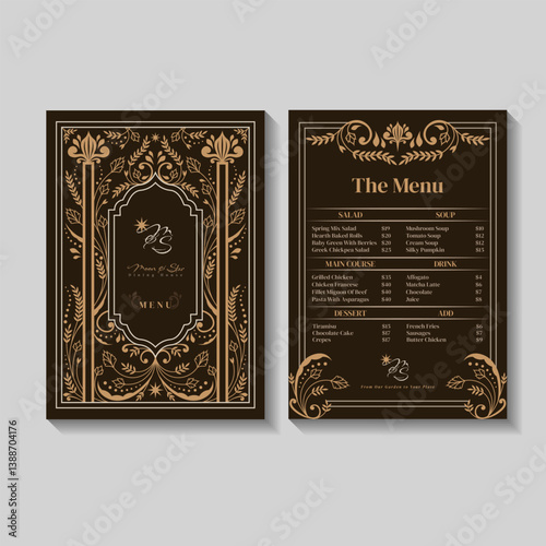 Vintage Floral Restaurant Menu Illustration