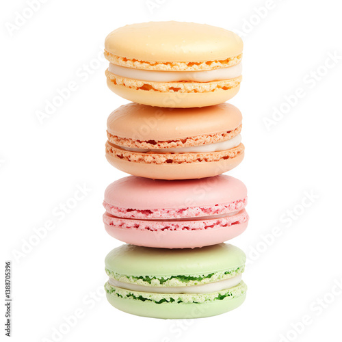 isolated transparent png Colorful macarons stacked in delightful arrangement.