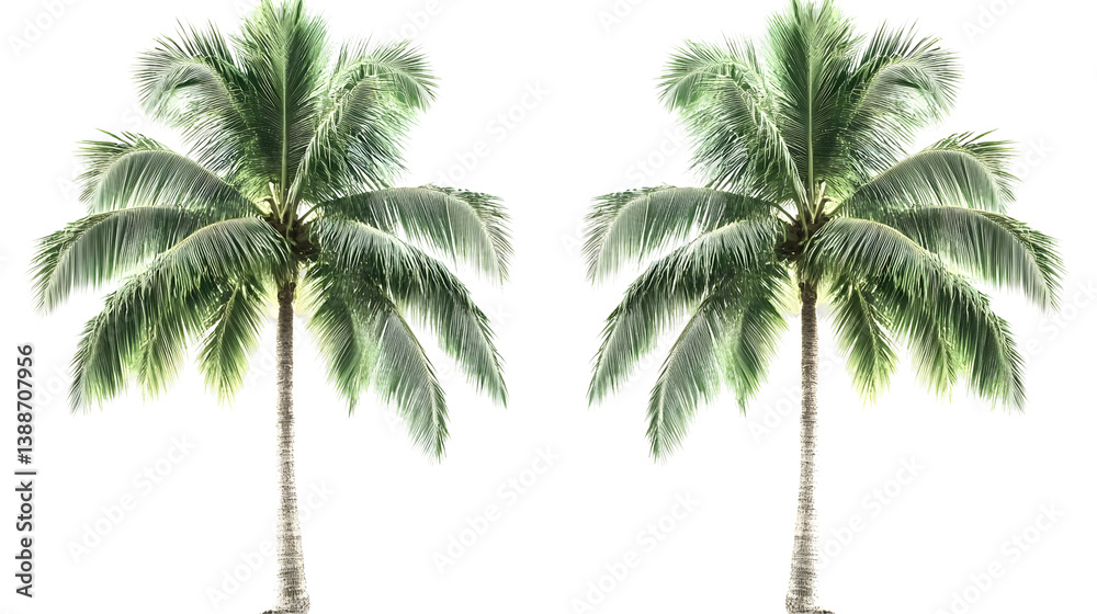 Obraz premium Isolated Palm Trees Illustration On Transparent Background In Green Color