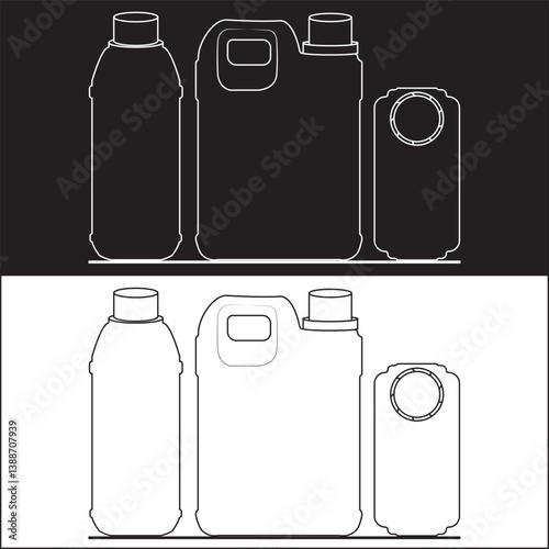 icon set of jerry cans for water or oil