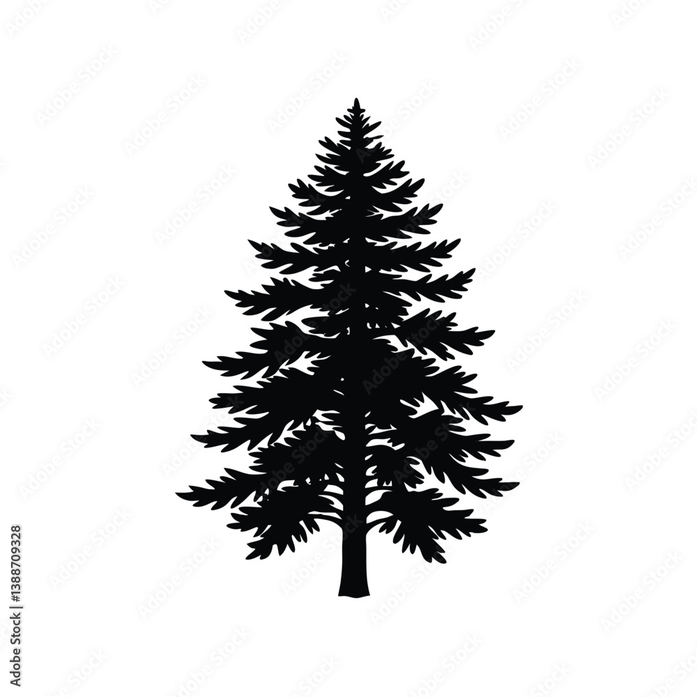 silhouette of pine tree isolated on white background silhouette of pine tree isolated on white background