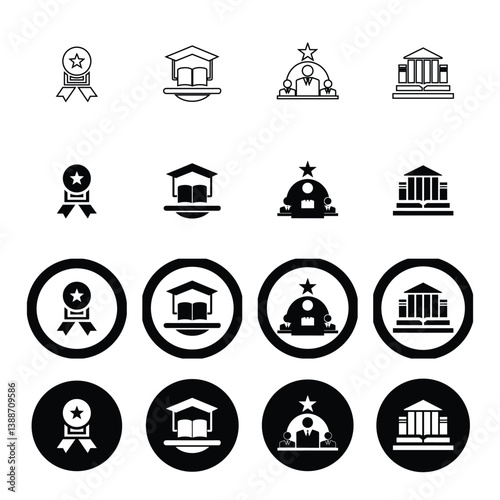 Icons for degrees, education, and learning environments