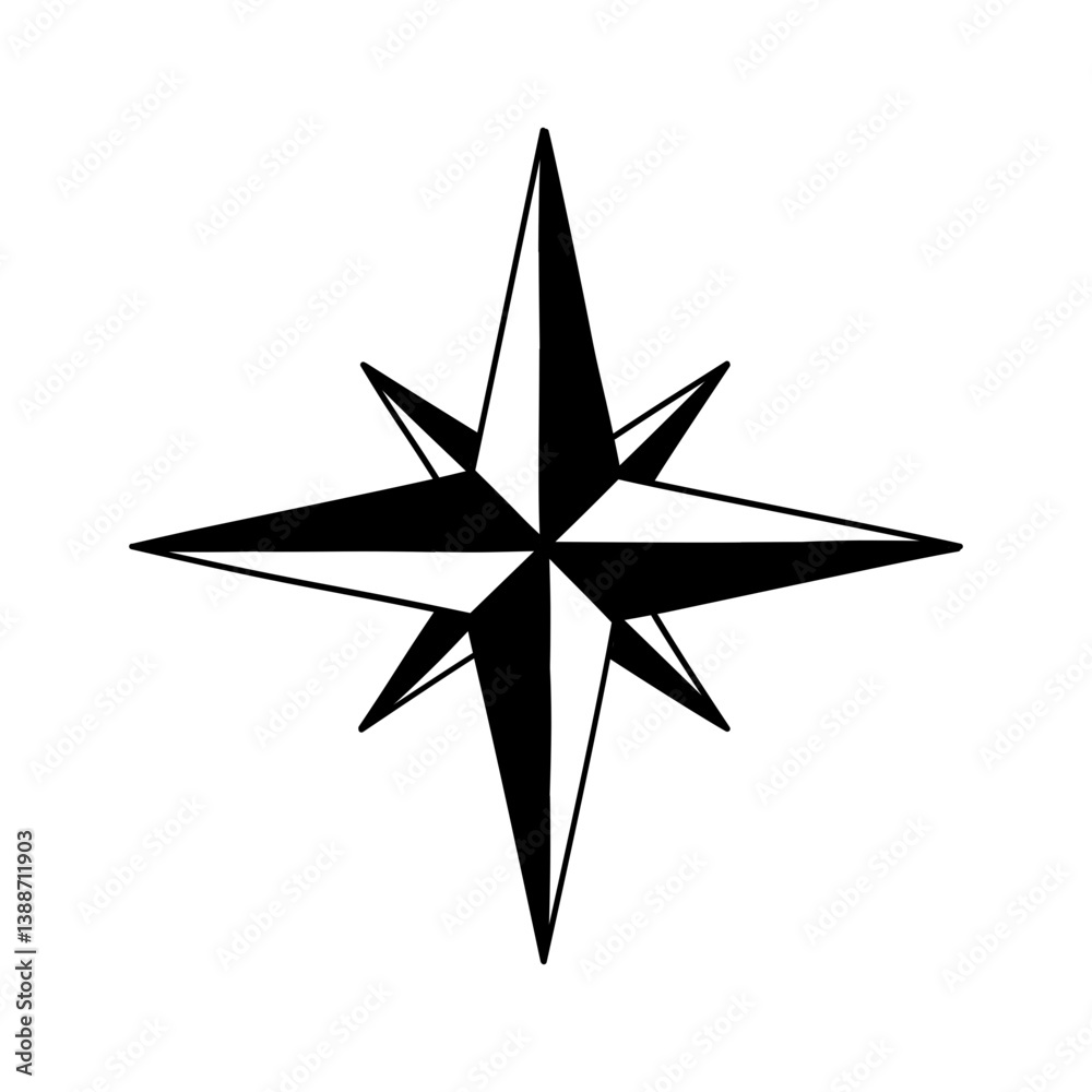 Fototapeta premium compass vector, hand drawn illustration 