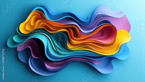 Colorful abstract layered paper art creating smooth curving shapes