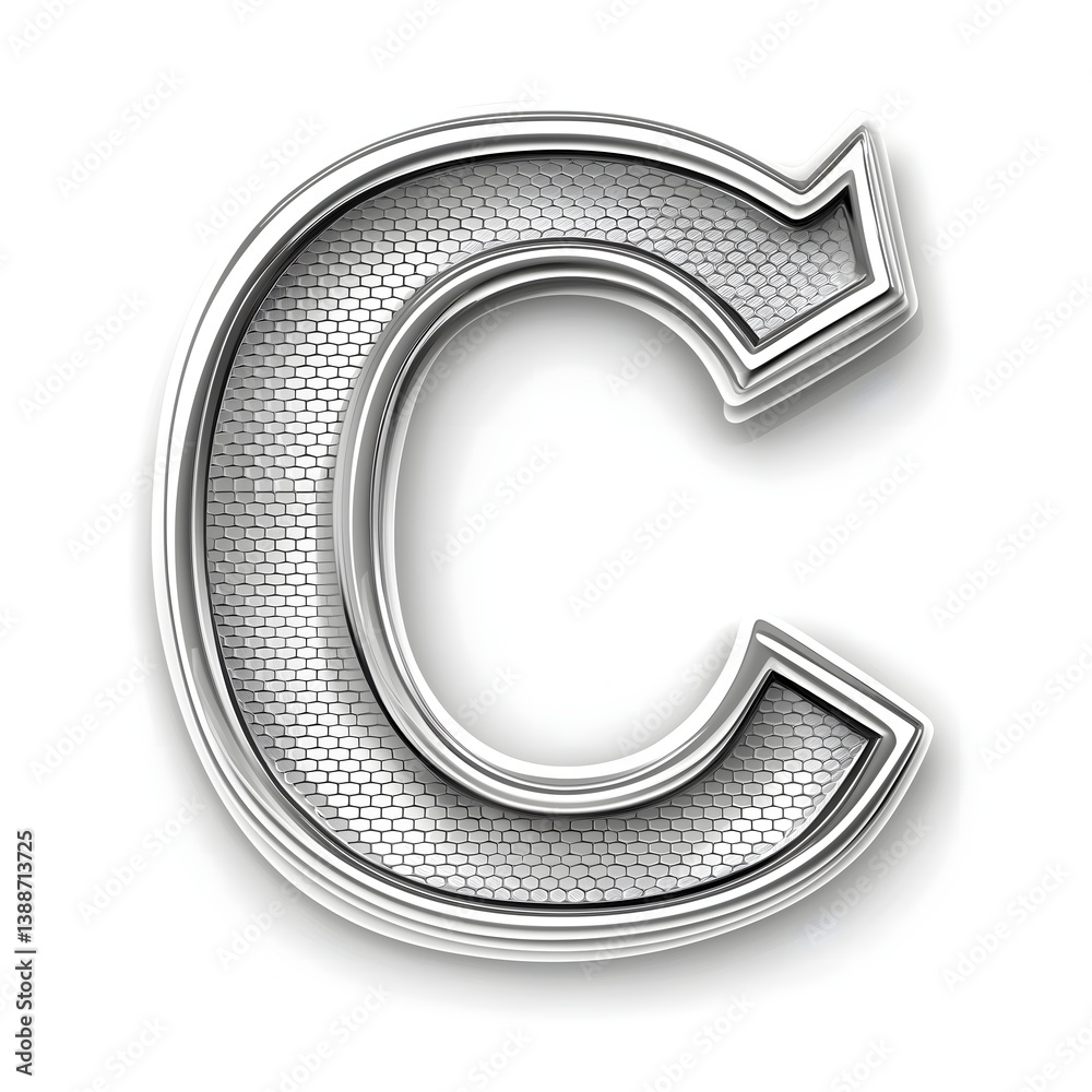 3D Silver Metal Alphabet Typography: Modern Uppercase Font Design with Shiny Decorative Elements for Branding