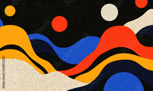 Wallpaper Mural Retro Styled Vintage Waves and Circles Design for Creative Branding Torontodigital.ca