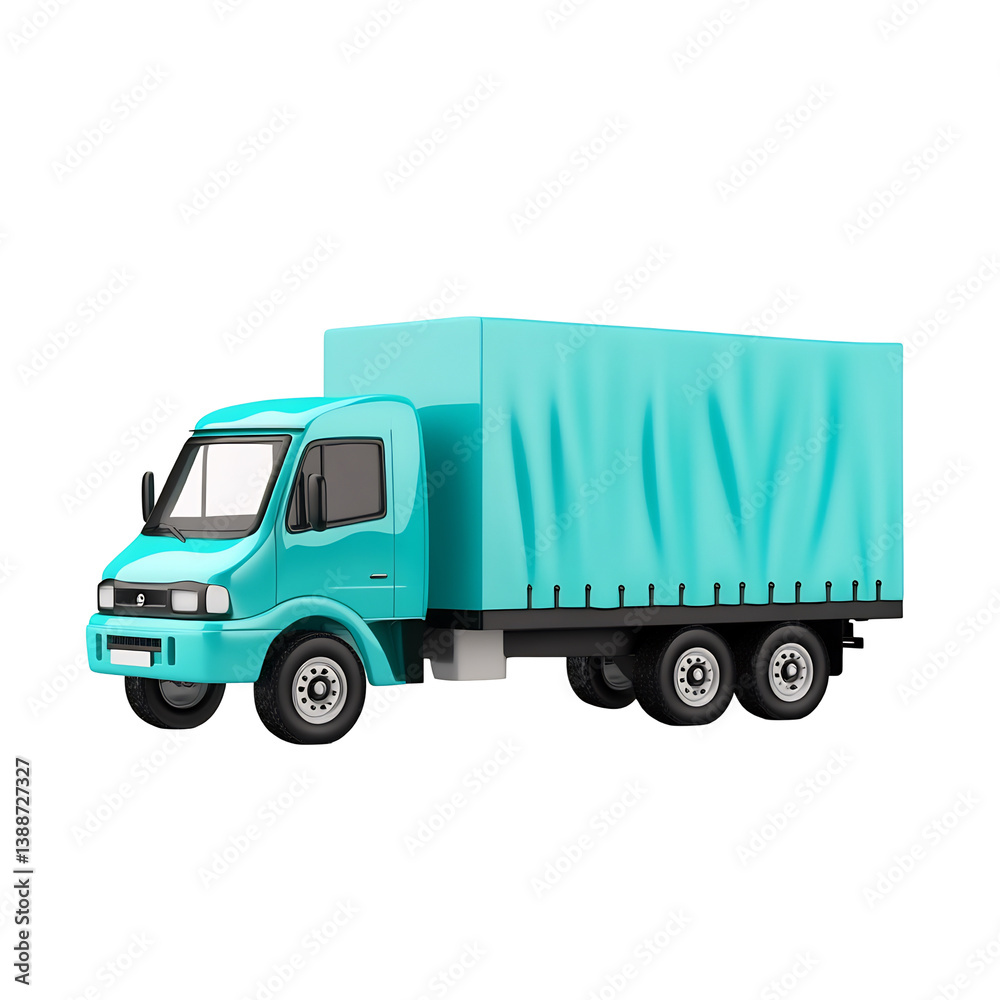 Teal delivery truck isolated on white background Clean lines sharp focus studio shot. AI Generated Teal delivery truck isolated on white background Clean lines sharp focus studio shot. AI Generated