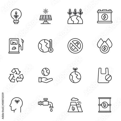 A set of icons for various environmental issues