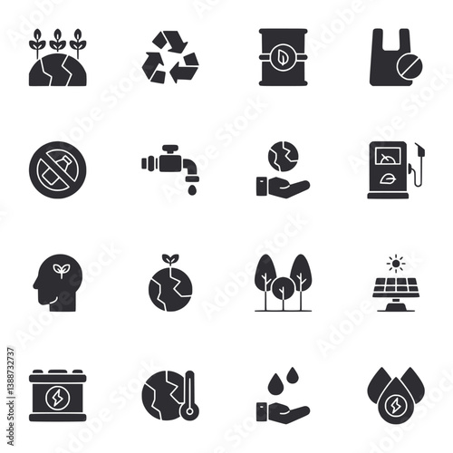 A set of icons for various environmental issues