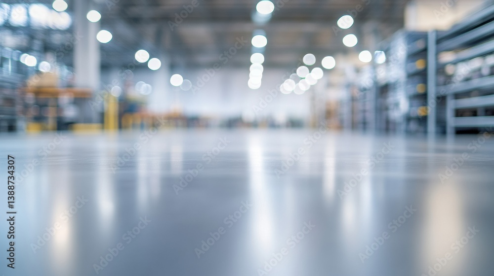 Obraz premium Sustainable Logistics Evolution Minimalist Industrial Interior with Smart Warehouse Design - Next-Gen Supply Chain Efficiency and Eco-Intelligent Infrastructure