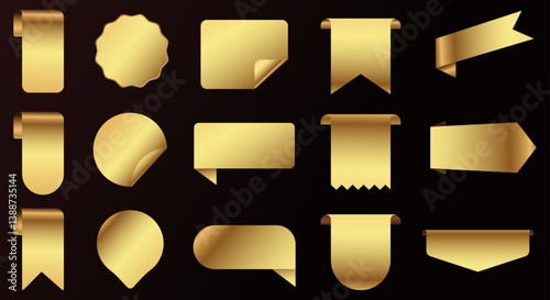 Set of golden ribbons, badges and labels vintage. collection of gold ribbons banner luxury. vector