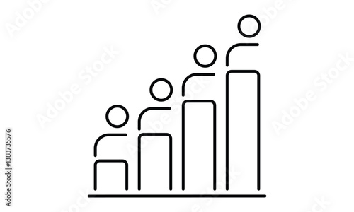 Growth population outline icon. professional potential, increase team outline icon. isolated on transparent background editable stroke. EPS 10