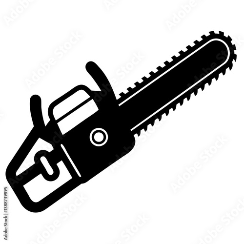 Electric Chainsaw Silhouette Vector Illustration Black Outline Isolated on Transparent Background for Graphic Design