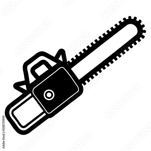 High-Quality Black Silhouette of Electric Chainsaw Vector Isolated PNG on Transparent Background for DIY and Construction Themes