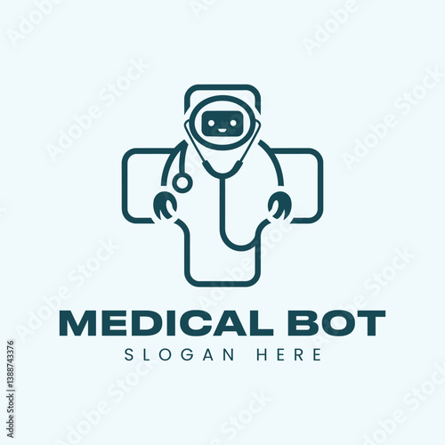 Medical bot logo, unique logo, modern logo, bot logo, tech logo