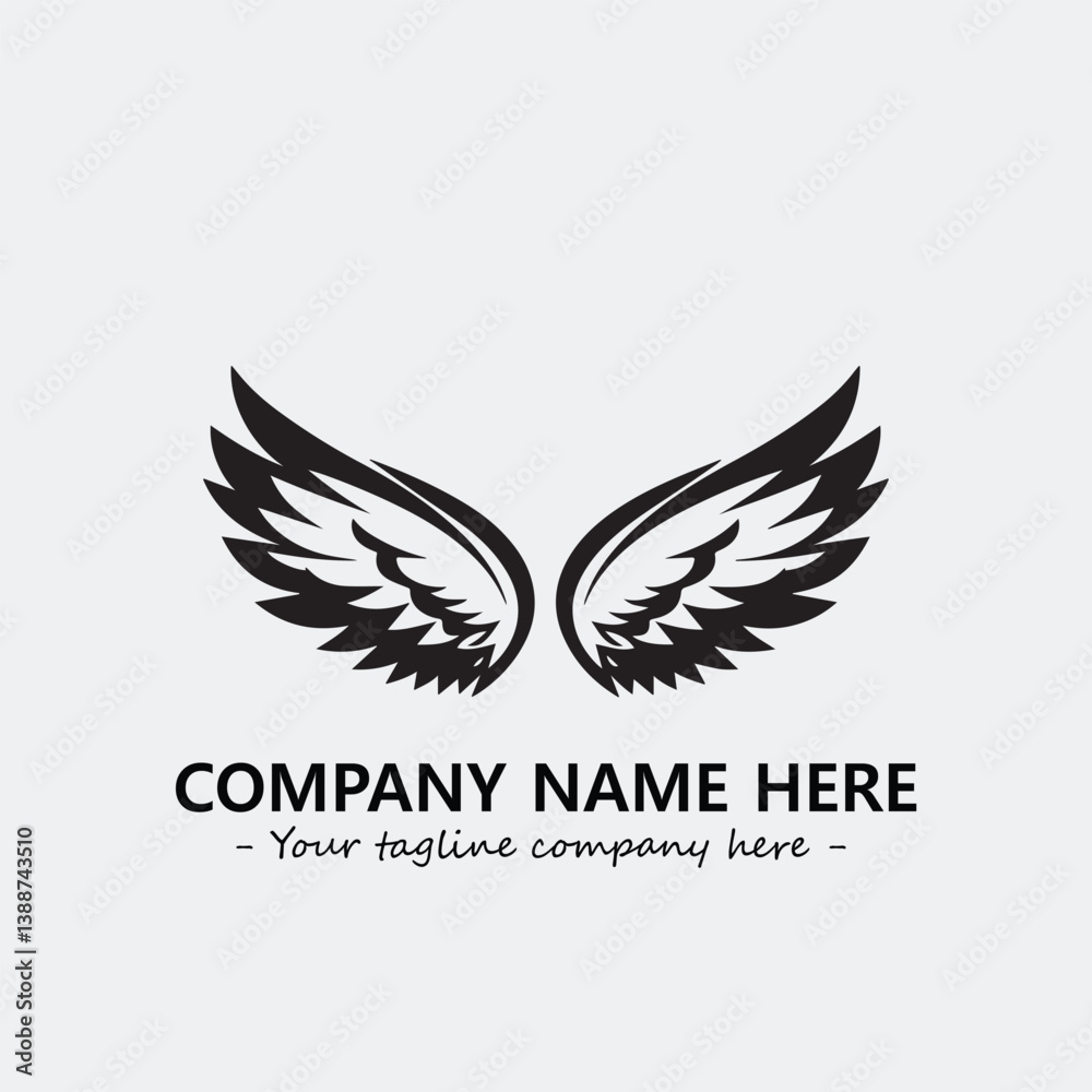 Fototapeta premium Wing illustration black and white for logo company vector image 