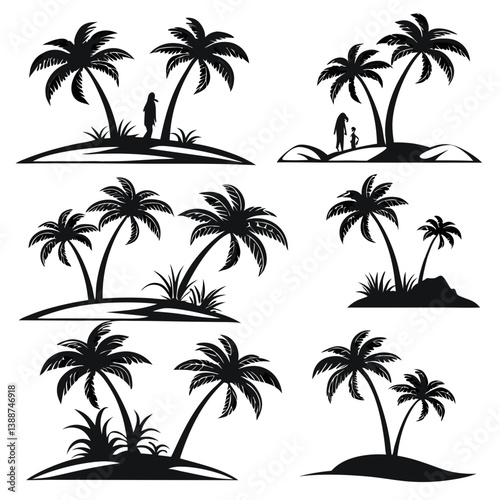set of palm trees