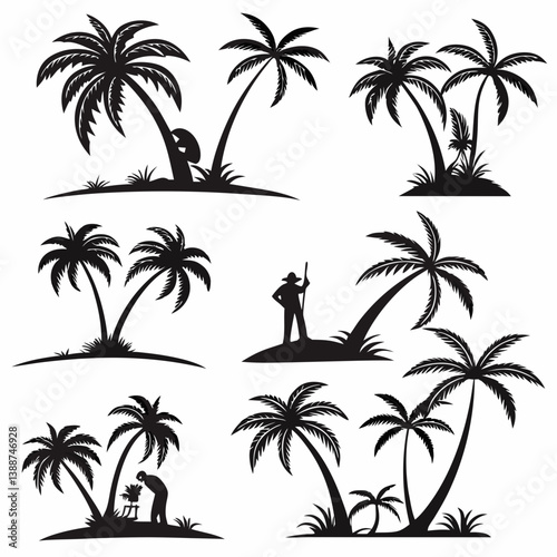 set of palm trees