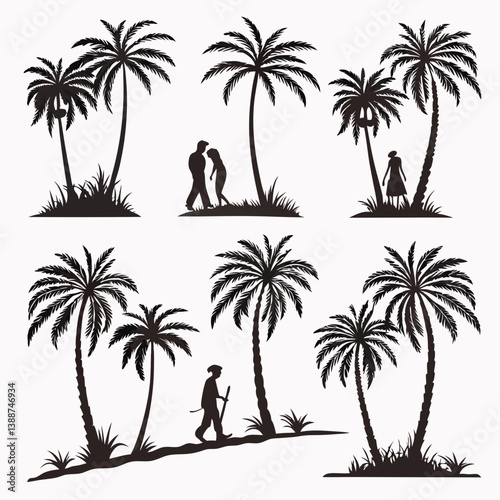 set of palm trees